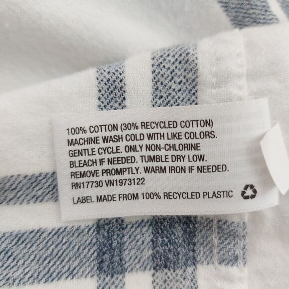 Universal Thread Flannel Shirt Womens Large White Button Up Long Sleeve Cotton - Picture 9 of 11